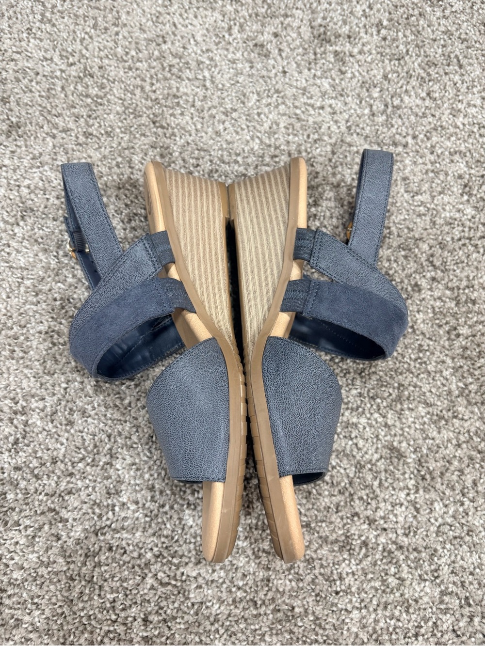 Dr Scholl’s Grace Women's Suede Strappy Wedge Sandal - Gray Blue - Picture 7 of 12
